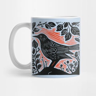 Lino Cut Bird Mug